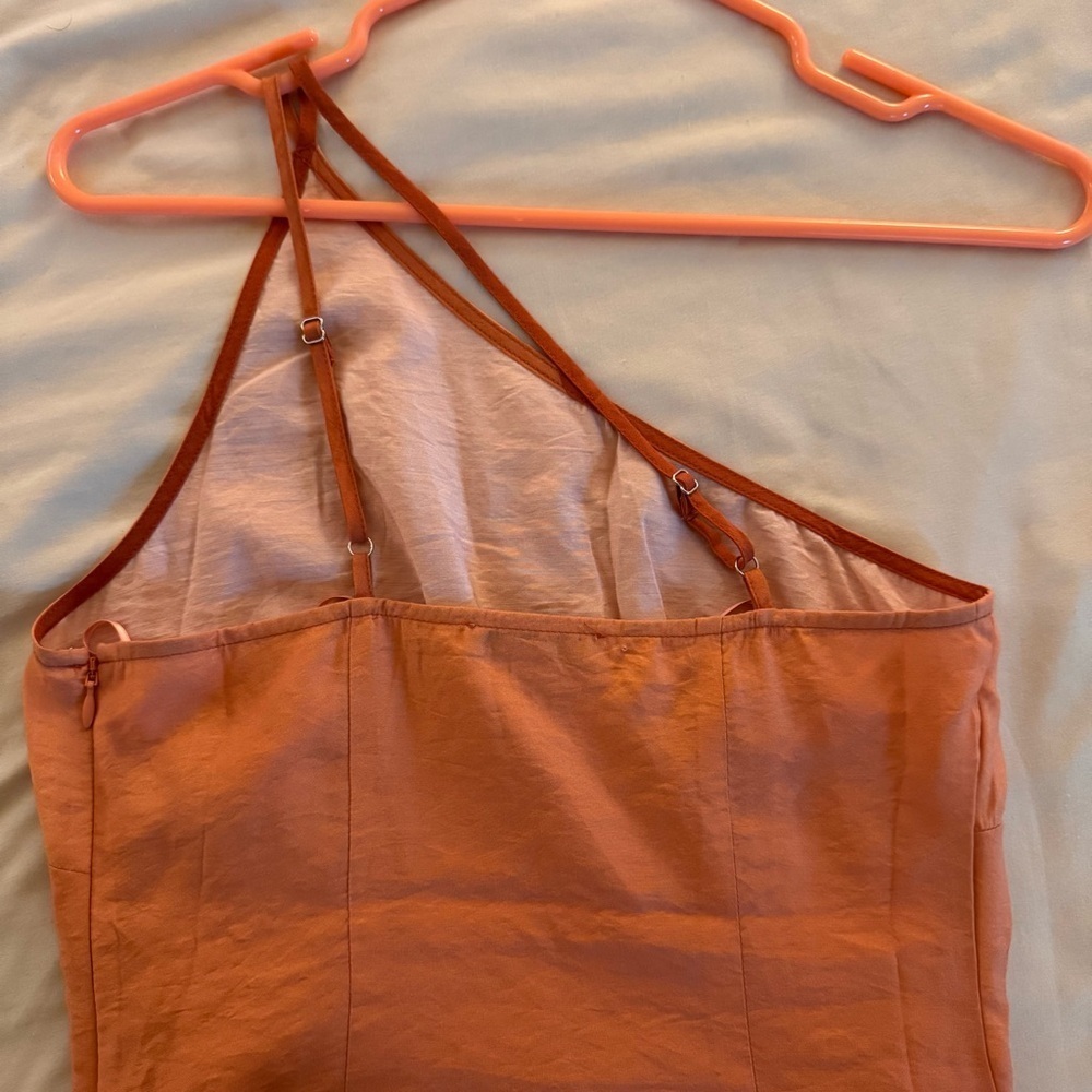 NWT Madewell One-Shoulder Midi Slit Dress size 00 Orange NP094 - Picture 15 of 16